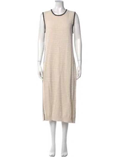 Pre-owned Varley Crew Neck Midi Length Dress In Neutral
