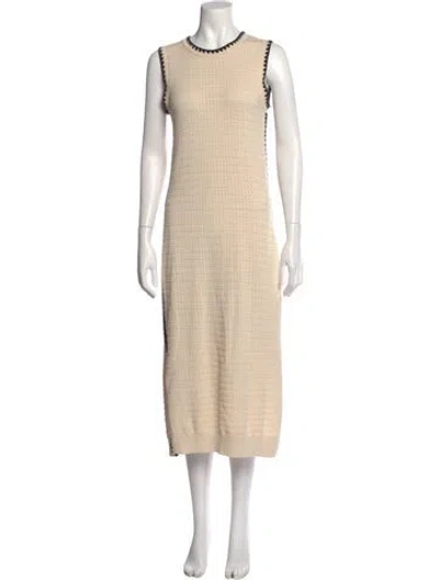 Pre-owned Varley Crew Neck Midi Length Dress In Neutral