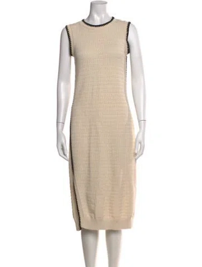 Pre-owned Varley Crew Neck Midi Length Dress In Neutral