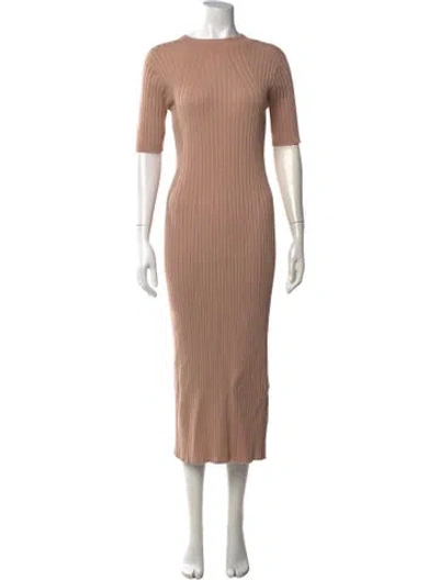 Pre-owned Varley Crew Neck Midi Length Dress In Neutral
