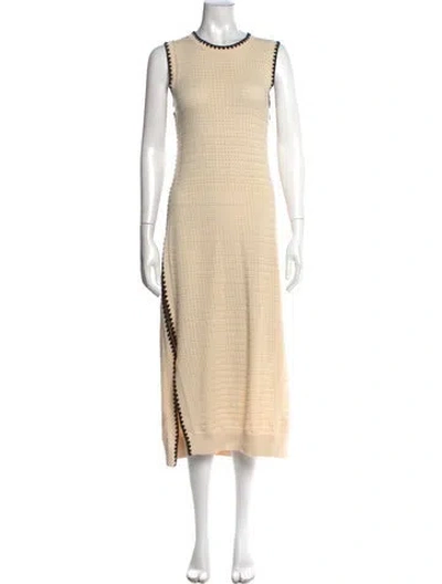 Pre-owned Varley Crew Neck Midi Length Dress In Neutral