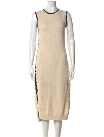 Pre-owned Varley Crew Neck Midi Length Dress In Neutral