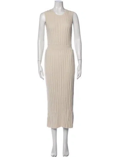 Pre-owned Varley Crew Neck Midi Length Dress In Neutrals