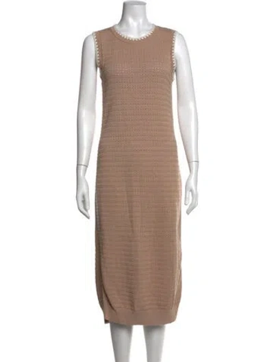 Pre-owned Varley Crew Neck Midi Length Dress In Neutrals