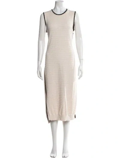 Pre-owned Varley Crew Neck Midi Length Dress In Neutrals