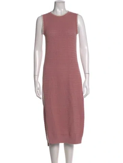 Pre-owned Varley Crew Neck Midi Length Dress In Pink