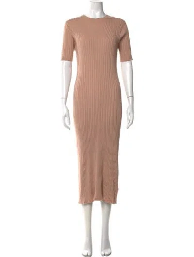 Pre-owned Varley Crew Neck Midi Length Dress In Pink