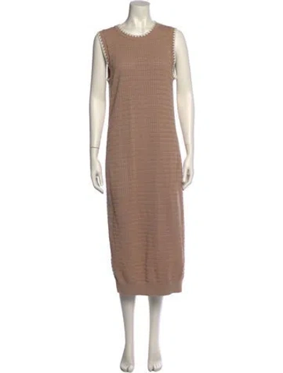 Pre-owned Varley Crew Neck Midi Length Dress W/ Tags In Neutral
