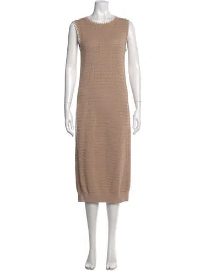 Pre-owned Varley Crew Neck Midi Length Dress W/ Tags In Neutral