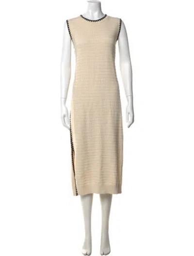 Pre-owned Varley Crew Neck Midi Length Dress W/ Tags In Neutrals
