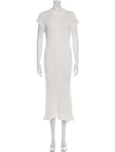 Pre-owned Varley Crew Neck Midi Length Dress In White