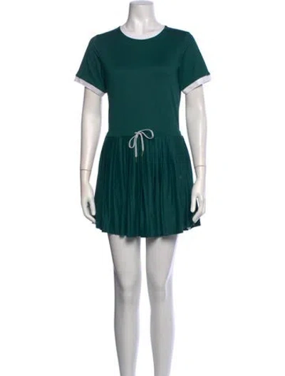 Pre-owned Varley Crew Neck Mini Dress In Green