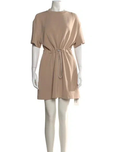 Pre-owned Varley Crew Neck Mini Dress In Neutral