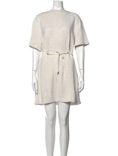 Pre-owned Varley Crew Neck Mini Dress In Neutrals