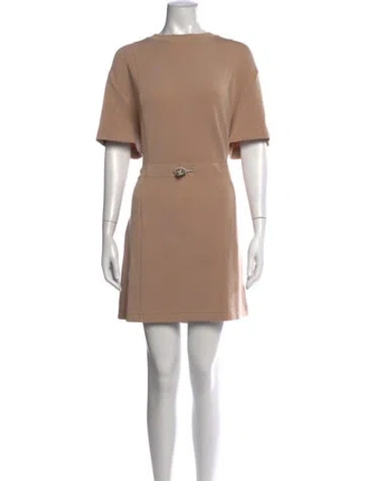 Pre-owned Varley Crew Neck Mini Dress In Neutrals