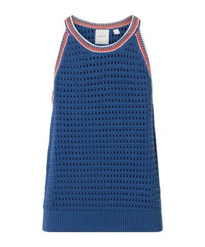 Varley Aberg Halter Cotton Knit Tank In Blue