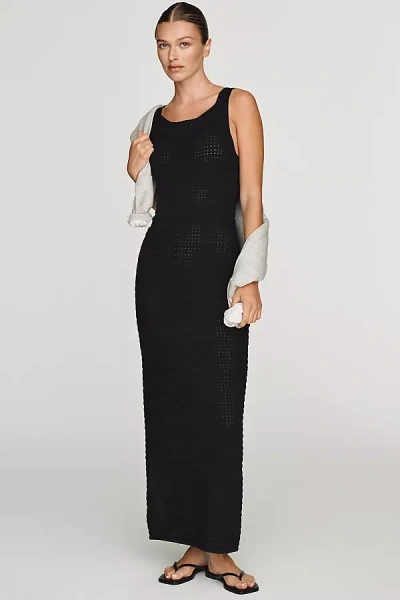Varley Cusack Knit Cotton Midi Dress In Black