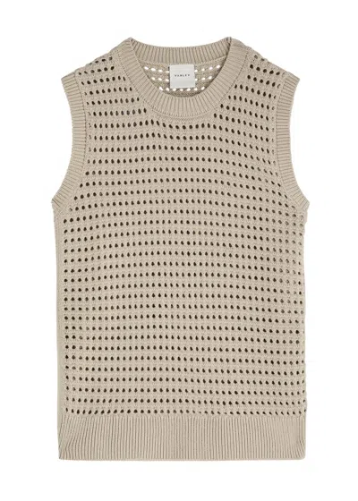 Varley Darin Open-knit Cotton Tank In Beige