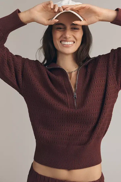 Varley Darla Half-zip Knit Pullover In Burgundy