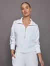 Varley Davenport Half-zip Cropped Sweatshirt In White
