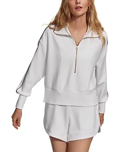 Varley Davenport Half-zip Cropped Sweatshirt In White