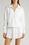 Varley Davenport Half-zip Cropped Sweatshirt In White