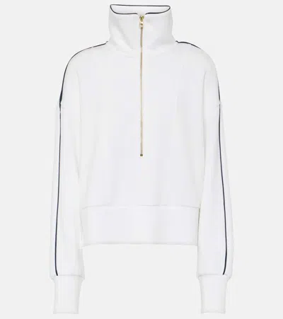 Varley Davenport Half-zip Cropped Sweatshirt In White