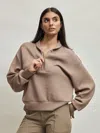 Varley Hawley Half Zip Sweatshirt In Beige