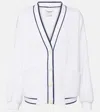 Varley Womens White Decker Contrast-piping Stretch-jersey Cardigan In White