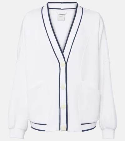 Varley Womens White Decker Contrast-piping Stretch-jersey Cardigan