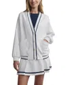 Varley Womens White Decker Contrast-piping Stretch-jersey Cardigan In White