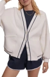 Varley Womens White Decker Contrast-piping Stretch-jersey Cardigan In White
