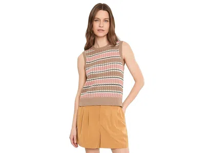 Varley Deeley Stripe Stitch Tank Top In Brown