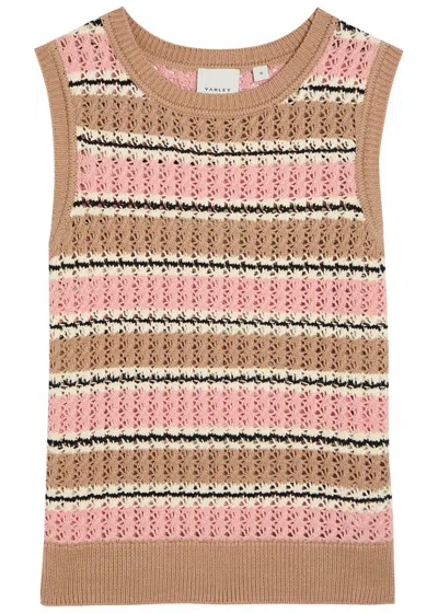 Varley Deeley Striped Open-knit Cotton Tank Top In Multi