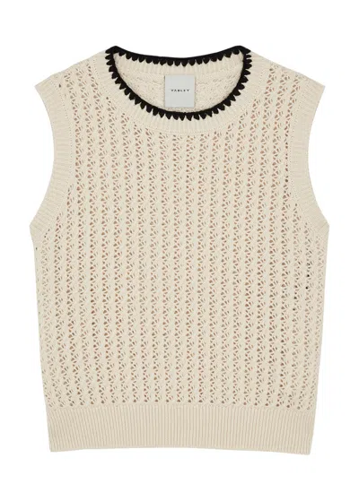 Varley Delaney Open-knit Cotton Vest In Off White