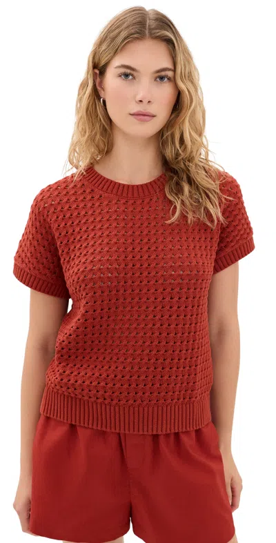 Varley Denny Knit Top Bossa Nova In Red