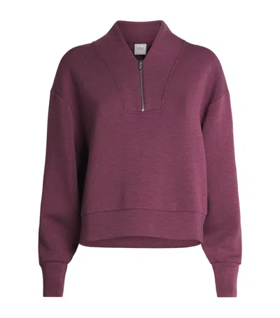 Varley Doublesoft Davidson Quarter-zip Sweatshirt In Purple