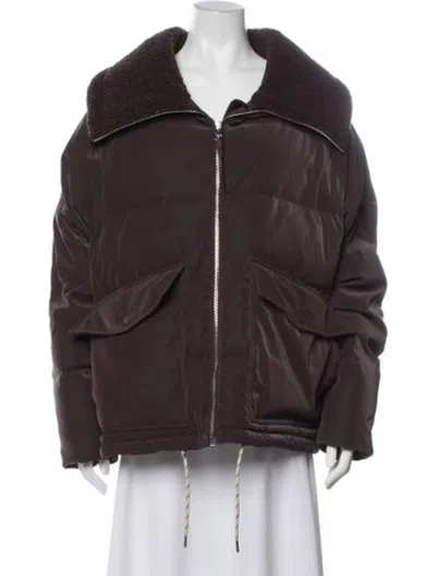 Pre-owned Varley Down Coat In Brown