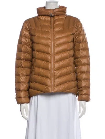 Pre-owned Varley Down Puffer Jacket In Brown