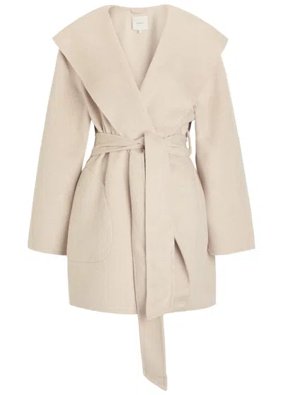 Varley Edgemere Belted Wool-blend Coat In Neutral