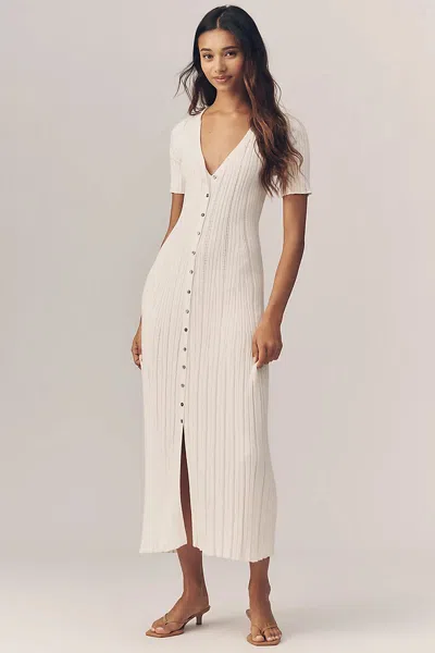Varley Elena Knit Midi Dress In Beige