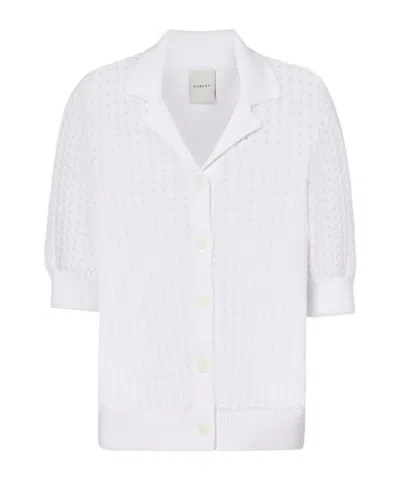 Varley Ellie Open-knit Cotton Cardigan In White