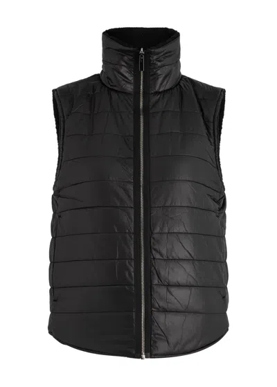 Varley Ellis Reversible Quilted Shell And Fleece Gilet In Black
