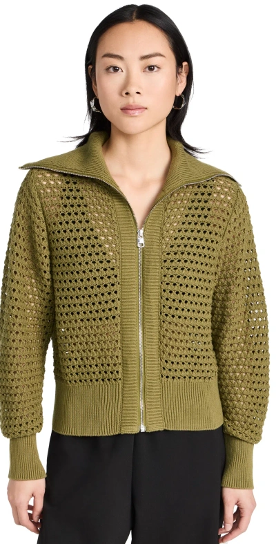 Varley Eloise Zip Through Knit Jacket In Green