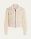 Varley Eloise Open Stitch Cotton Zip-up Cardigan In Egret