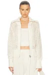 Varley Eloise Open Stitch Cotton Zip-up Cardigan In Egret
