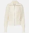 Varley Eloise Open Stitch Cotton Zip-up Cardigan In White