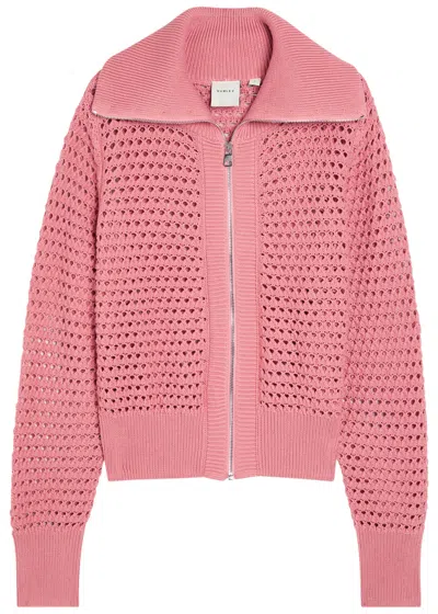 Varley Eloise Open-knit Cotton Sweatshirt In Pink