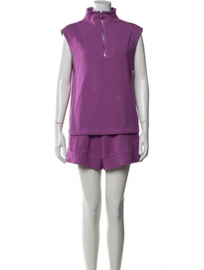 Pre-owned Varley Embroidered Accent Short Set In Purple