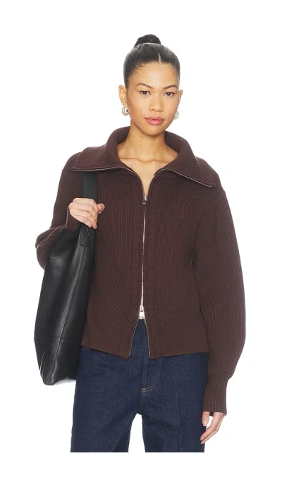 Varley Enrico Knit Jacket In Brown